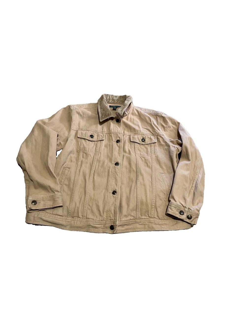 Polo Ralph Lauren Womens Beige Cotton Button-Up Jacket Western Collar Sz XL 90s